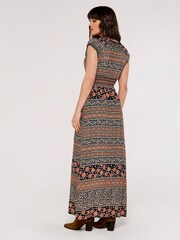 Apricot Black Multi Folk Art Stripe V-Neck Maxi Dress - Image 2 of 4