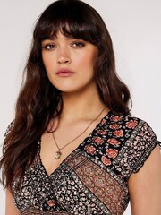 Apricot Black Multi Folk Art Stripe V-Neck Maxi Dress - Image 3 of 4