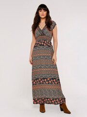 Apricot Black Multi Folk Art Stripe V-Neck Maxi Dress - Image 4 of 4