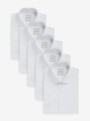 White Easy Care Single Cuff Smart Shirts 5 Pack - Image 1 of 6