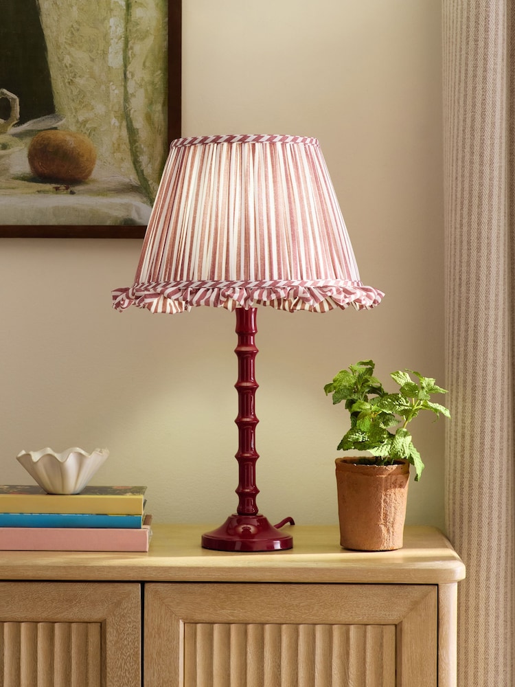 Red Stripe Pleated Lamp Shade - Image 2 of 5