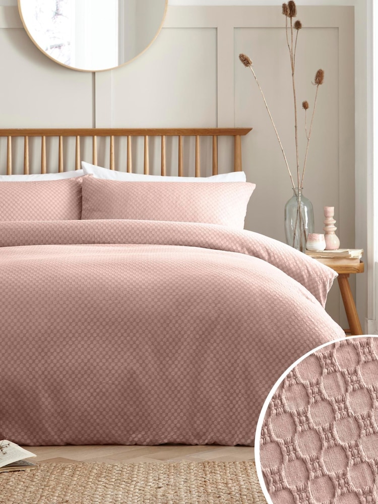Appletree Pink Santos 100% Cotton Duvet Cover Set - Image 1 of 4