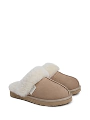 Celtic & Co. Brown Studio Fur Edge Mule Slippers - Image 4 of 6