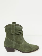 FatFace Green Polly Western Ankle Slouch Boots - Image 1 of 5