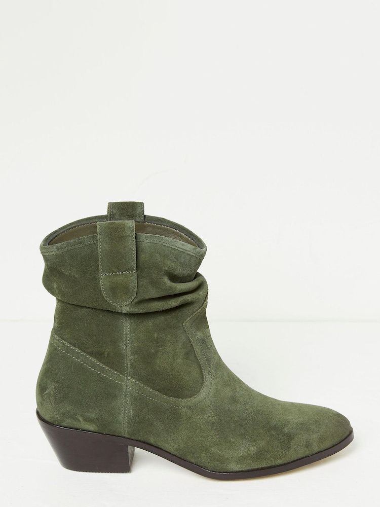 FatFace Green Polly Western Ankle Slouch Boots - Image 1 of 5