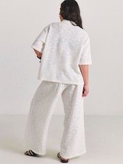Simply Be White Lace Shirt And Trouser Beach Co-ord - Image 2 of 4