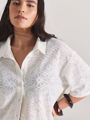 Simply Be White Lace Shirt And Trouser Beach Co-ord - Image 4 of 4