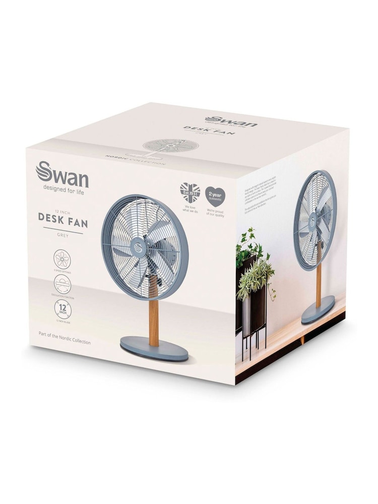 Swan Grey Nordic 12 Inch Desk Fan - Image 9 of 9