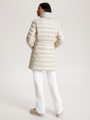 Tommy Hilfiger Cream Padded Midi Coat - Image 2 of 9