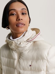 Tommy Hilfiger Cream Padded Midi Coat - Image 4 of 9