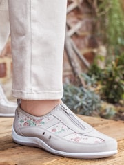 Pavers Grey Floral Pavers Wide Fit Trainers - Image 1 of 6