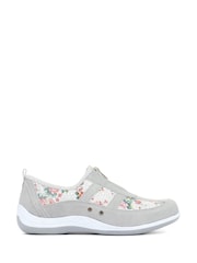 Pavers Grey Floral Pavers Wide Fit Trainers - Image 2 of 6