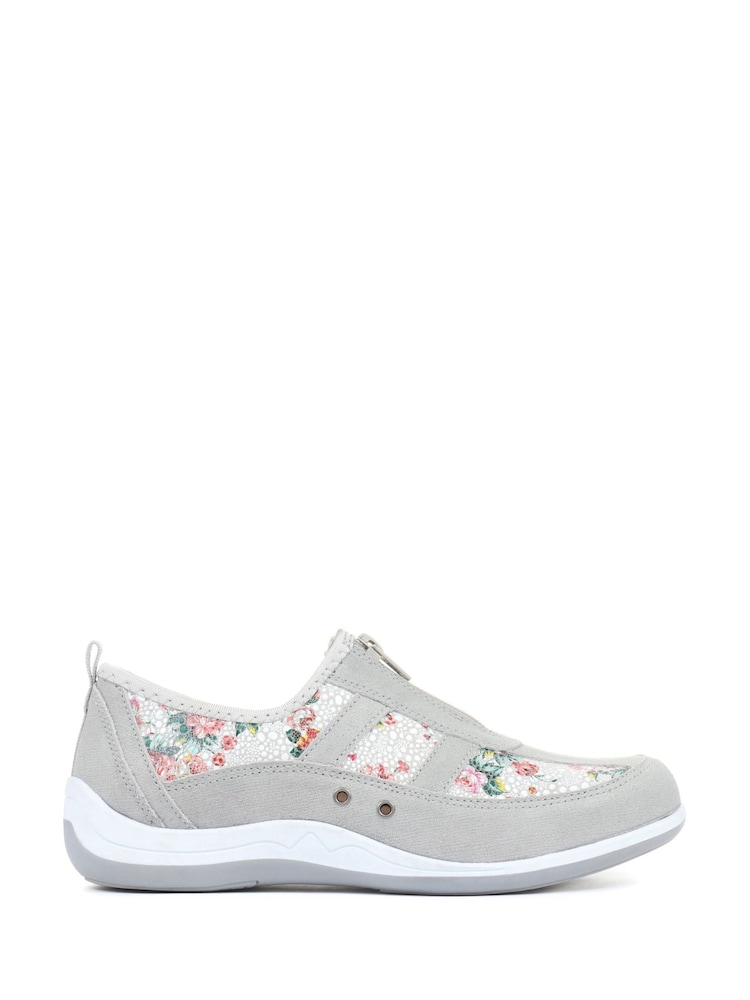 Pavers Grey Floral Pavers Wide Fit Trainers - Image 2 of 6