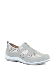 Pavers Grey Floral Pavers Wide Fit Trainers - Image 3 of 6