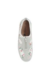 Pavers Grey Floral Pavers Wide Fit Trainers - Image 4 of 6