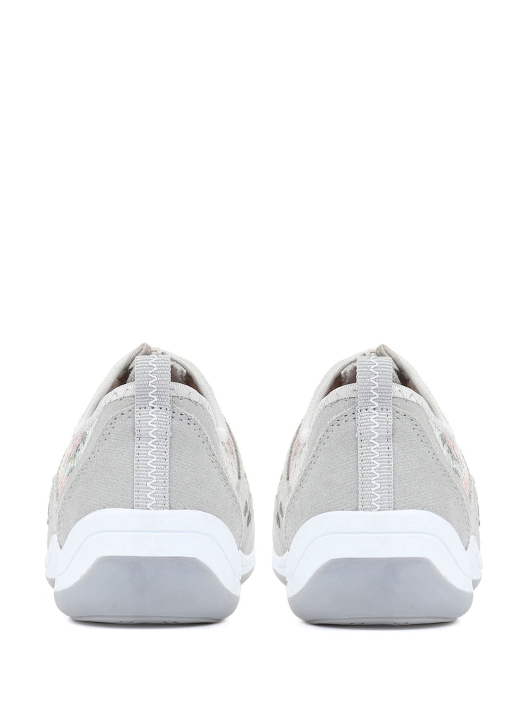 Pavers Grey Floral Pavers Wide Fit Trainers - Image 6 of 6