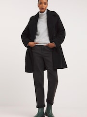 JD Williams Black Borg Teddy Faux Fur Coat - Image 1 of 1
