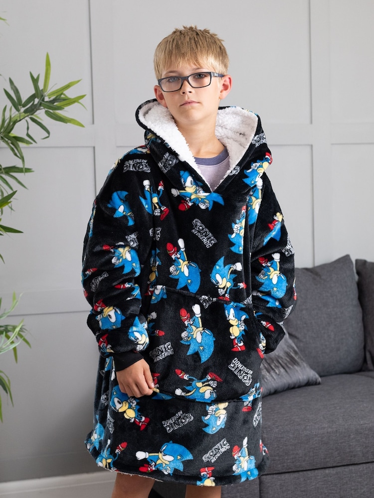 Vanilla Underground Dark Black Sonic All-Over Print Blanket Hoodie - Image 1 of 8