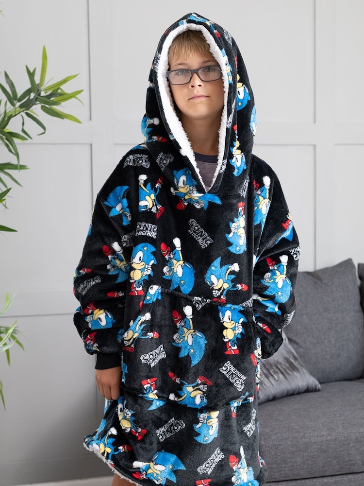 Negro oscuro de Sonic - Sudadera con capucha con estampado integral de Vanilla Underground - Imagen 2 de 3 Negro oscuro de Sonic - Sudadera con capucha con estampado integral de Vanilla Underground - Imagen 2 de 3