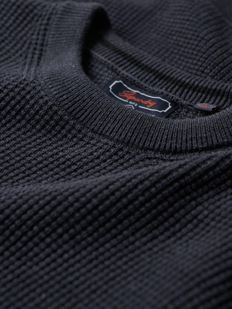 Superdry Blue Textured Crew Knit Jumper - Image 7 of 7