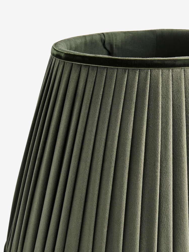 Green Velvet Pleated Lamp Shade - Image 5 of 5