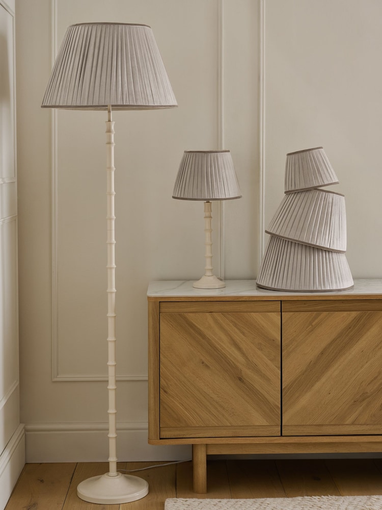 Natural Velvet Pleated Lamp Shade - Image 2 of 5