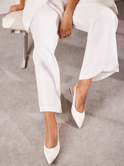 Ivory Forever Comfort® Wedding Point Toe Slingback Bridal Shoes - Image 3 of 9