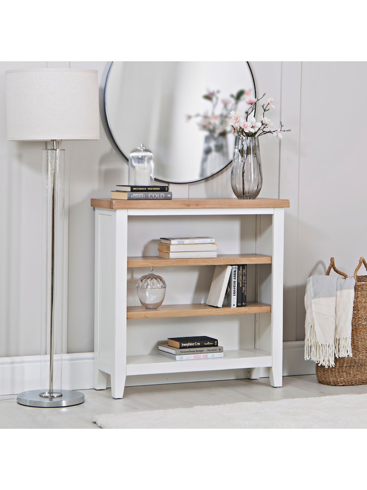 K Interiors White Oak Windsor Solid Wood Small Wide Bookcase - Image 1 of 5