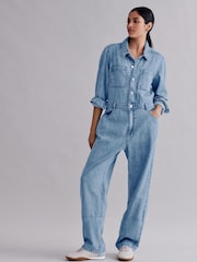 Mid Blue Denim Jumpsuit - Image 1 of 6