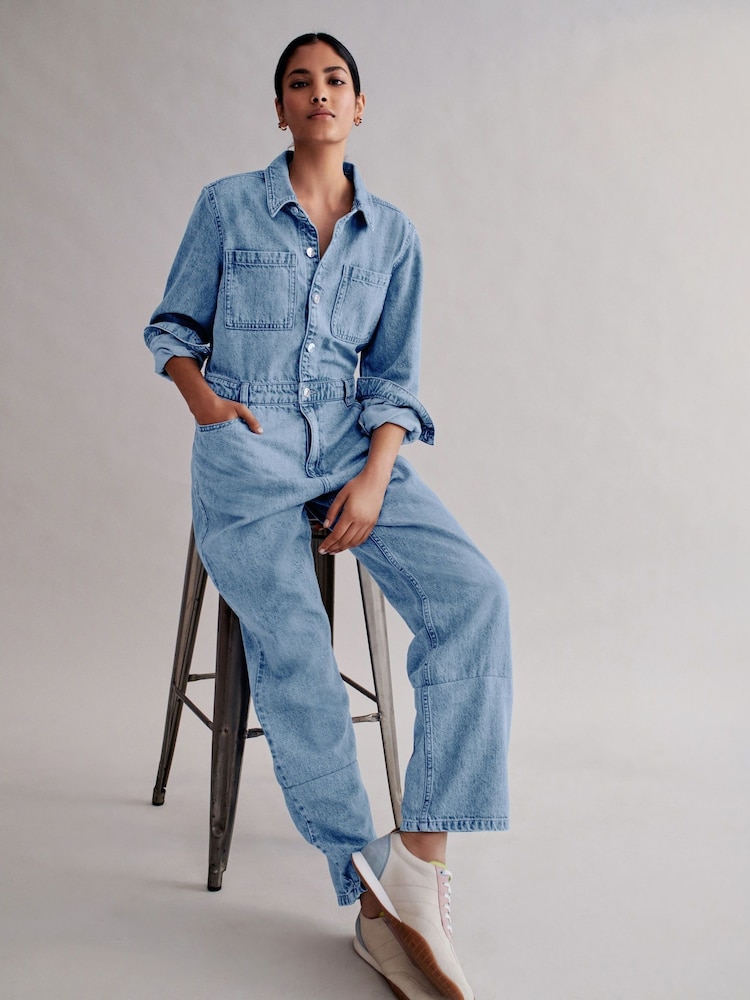 Mid Blue Denim Jumpsuit - Image 2 of 6