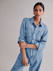 Mid Blue Denim Jumpsuit - Image 4 of 6