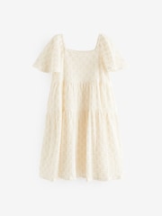 Ecru White Jersey Textured Angel Sleeve Dress (3-16yrs) - Image 5 of 7