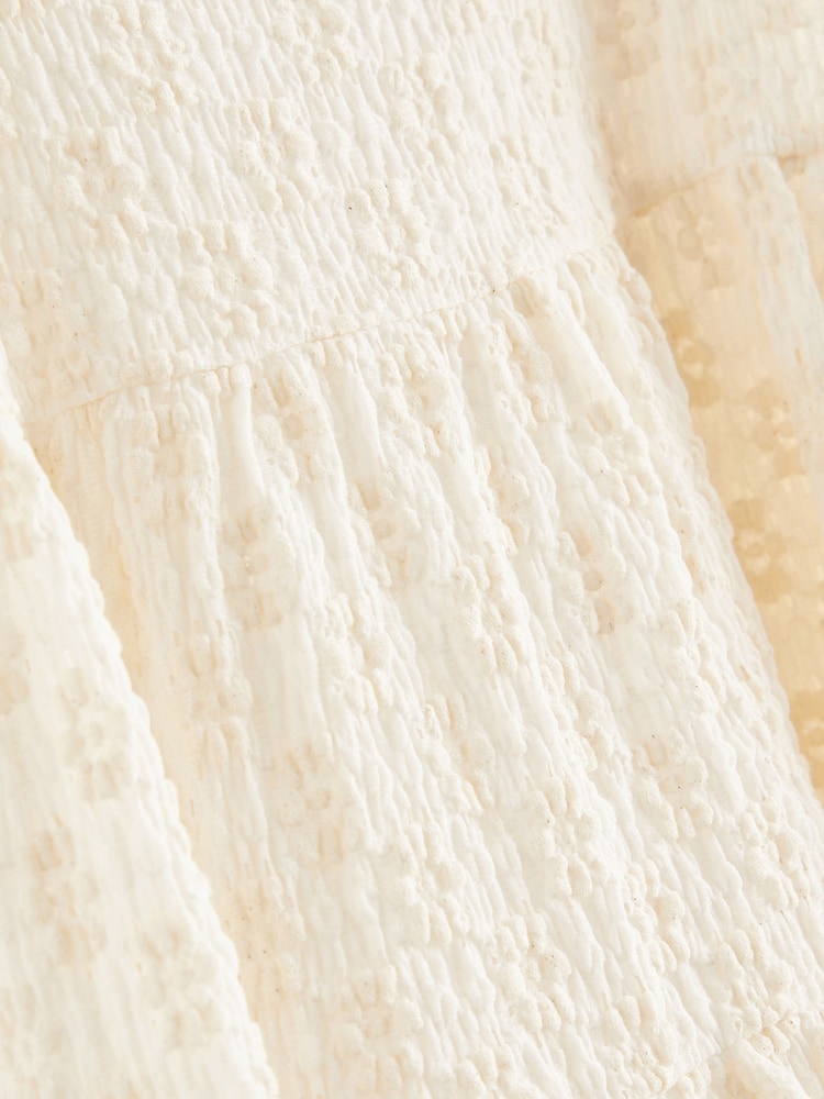 Ecru White Jersey Textured Angel Sleeve Dress (3-16yrs) - Image 7 of 7