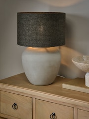 Charcoal Grey Tweedy Lamp Shade - Image 2 of 5
