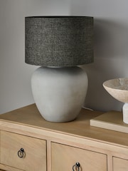 Charcoal Grey Tweedy Lamp Shade - Image 3 of 5