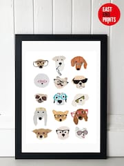 Black Dogs in Glasses by Hanna Melin Framed Print - Image 1 of 4