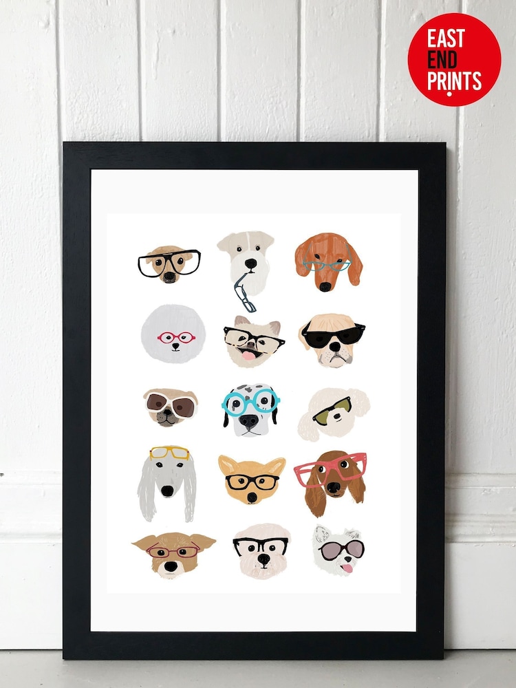 Black Dogs in Glasses by Hanna Melin Framed Print - Image 1 of 4