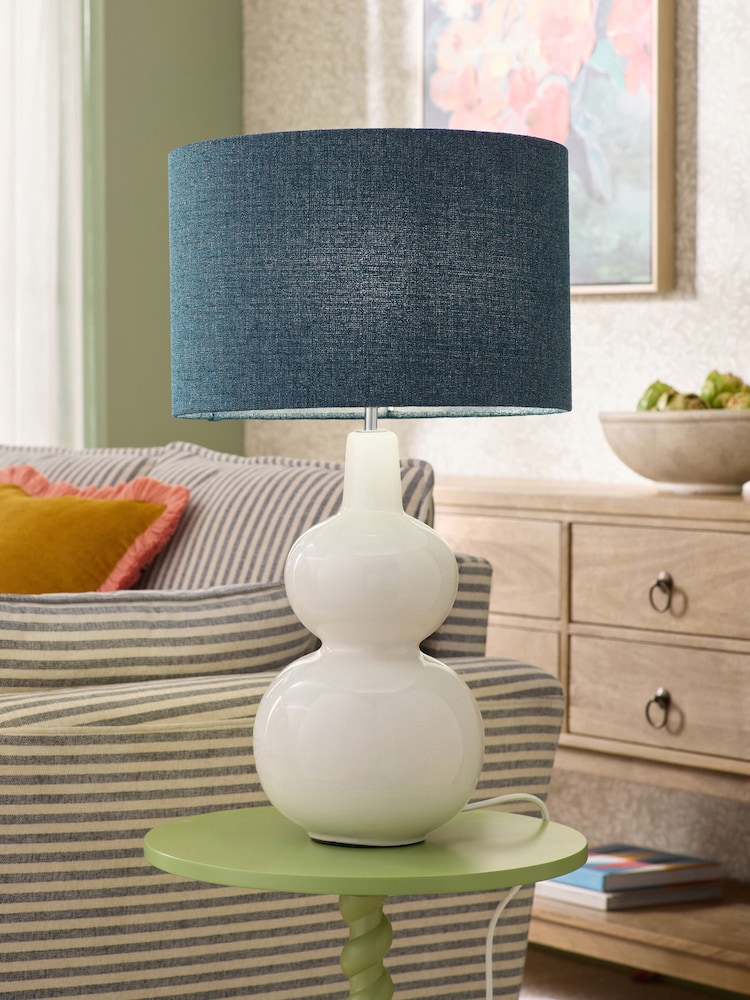 Navy Blue Tweedy Lamp Shade - Image 2 of 5 Navy Blue Tweedy Lamp Shade - Image 2 of 5