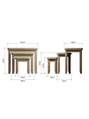 K Interiors Smoked Oak Embleton Solid Wood Nest of 3 Tables - Image 6 of 6