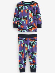 Navy Blue/Purple Space Dinosaur Long Sleeve 3 Pack Pyjamas Set (9mths-8yrs) - Image 2 of 6