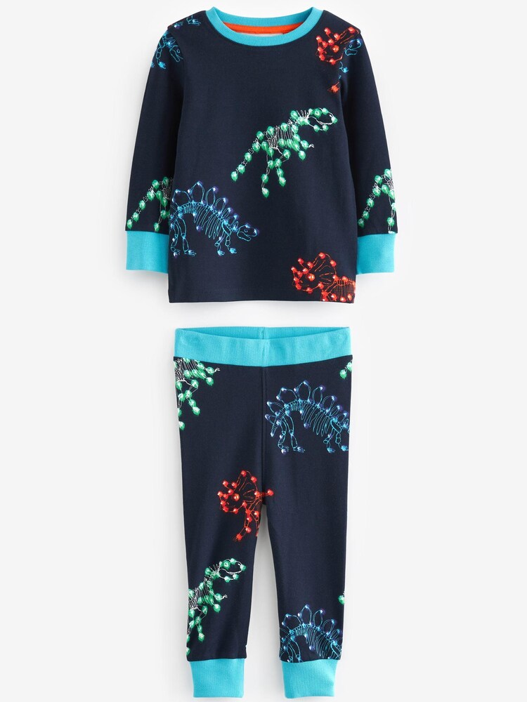 Navy Blue/Purple Space Dinosaur Long Sleeve 3 Pack Pyjamas Set (9mths-8yrs) - Image 3 of 6