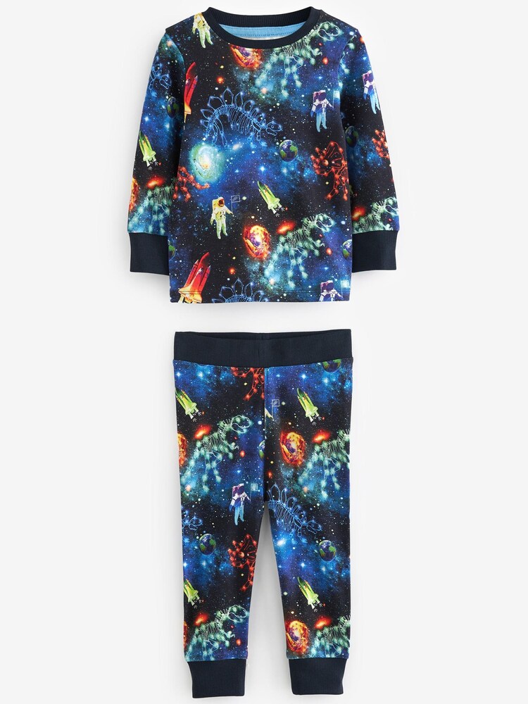 Navy Blue/Purple Space Dinosaur Long Sleeve 3 Pack Pyjamas Set (9mths-8yrs) - Image 4 of 6