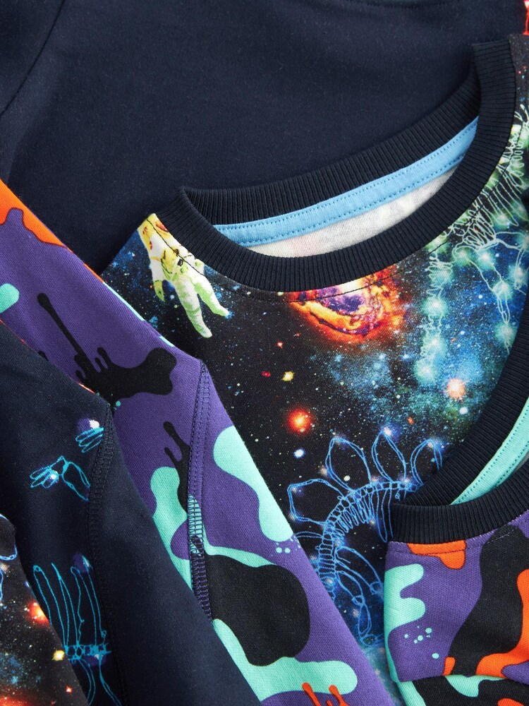 Navy Blue/Purple Space Dinosaur Long Sleeve 3 Pack Pyjamas Set (9mths-8yrs) - Image 5 of 6