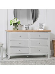 K Interiors Grey Oak Windsor Solid Wood 6 Drawer Chest - Image 1 of 5