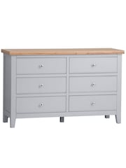 K Interiors Grey Oak Windsor Solid Wood 6 Drawer Chest - Image 2 of 5