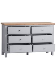 K Interiors Grey Oak Windsor Solid Wood 6 Drawer Chest - Image 3 of 5
