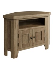 K Interiors Smoked Oak Embleton Solid Wood Corner TV Unit - Image 2 of 6