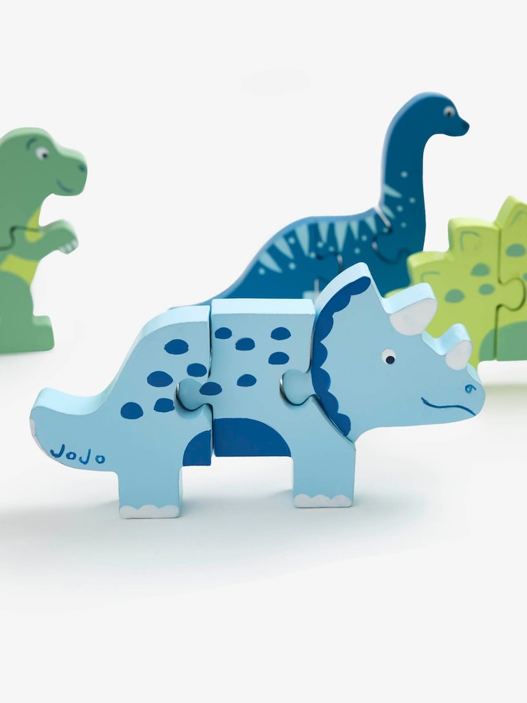 JoJo Maman Bébé Green Wooden Dinosaur Puzzle Set - Image 8 of 8