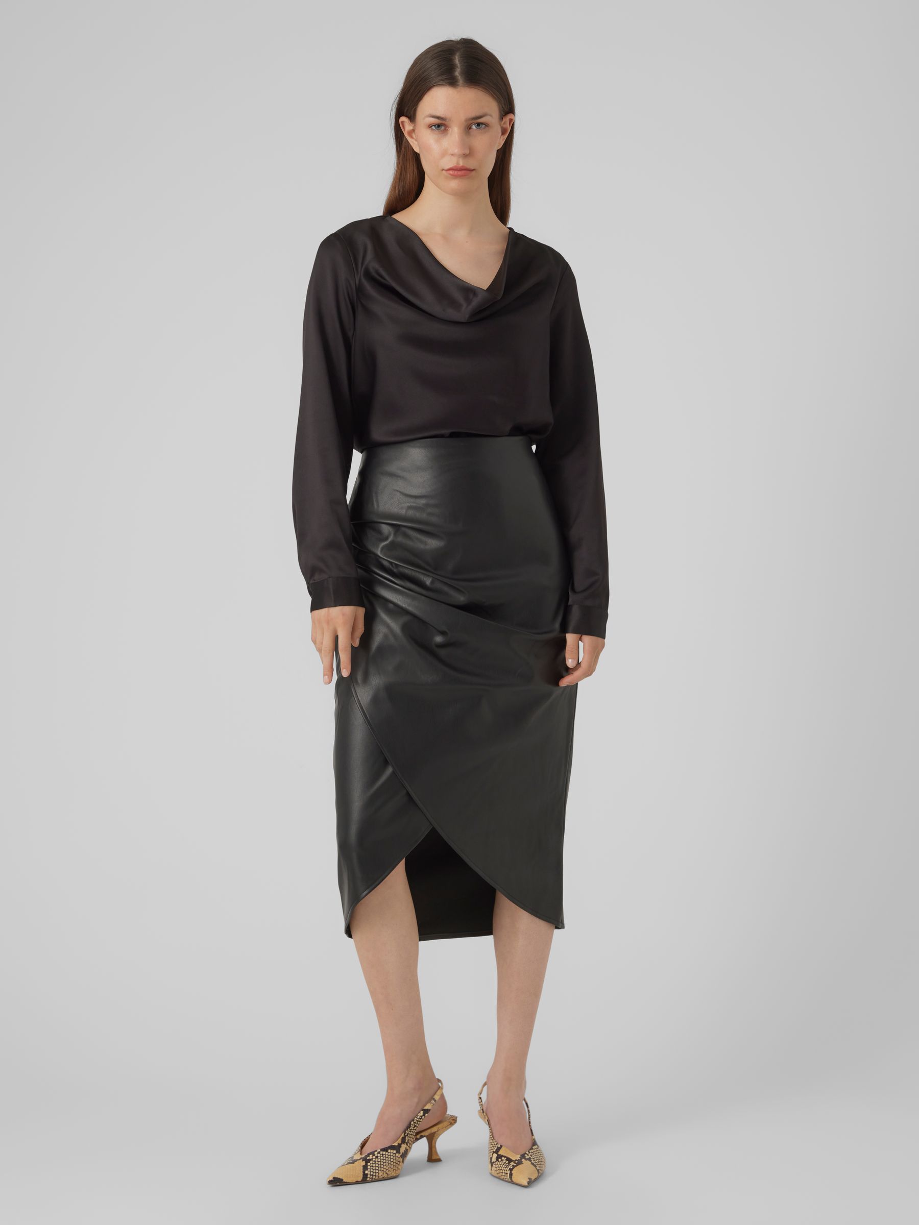 Ruched wrap midi skirt cheap