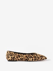 Mint Velvet Brown Leopard Print Ruby Leather Ballet Flat Pumps - Image 2 of 5